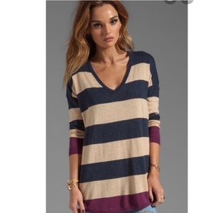 JOIE Bold Stripe Chyanne V-neck Sweater S
